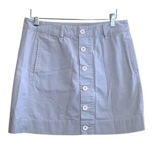 Womens Preppy Soft Girl Travel Trendy A-Line Button Front Mini Skirt Blue Size 0